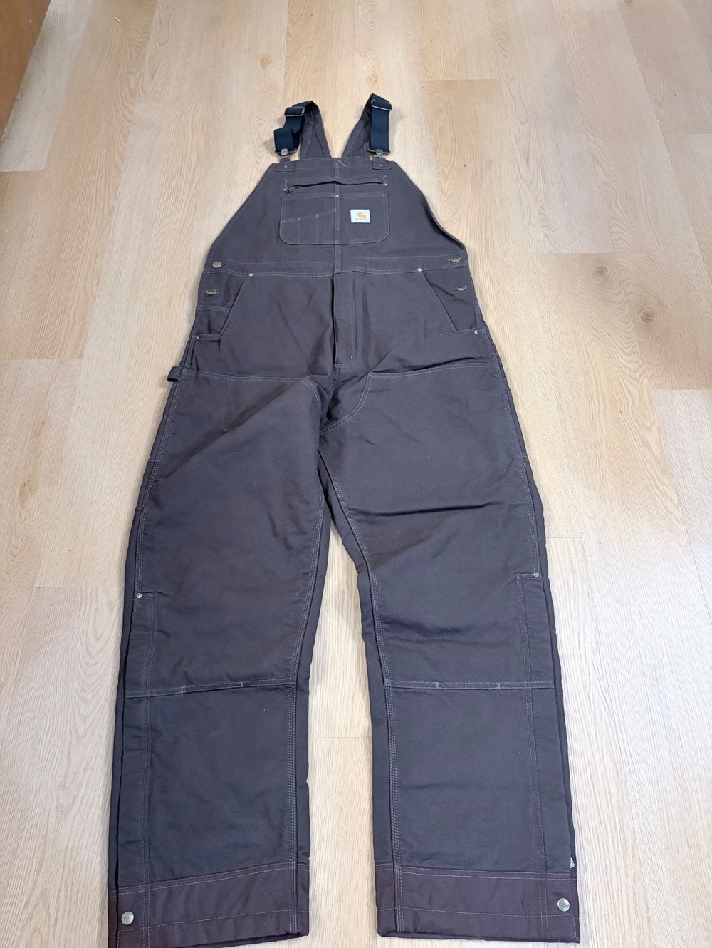 Men’s NWOT Carhartt Loose Fit Duck Bib Overalls Dark Brown L Tall